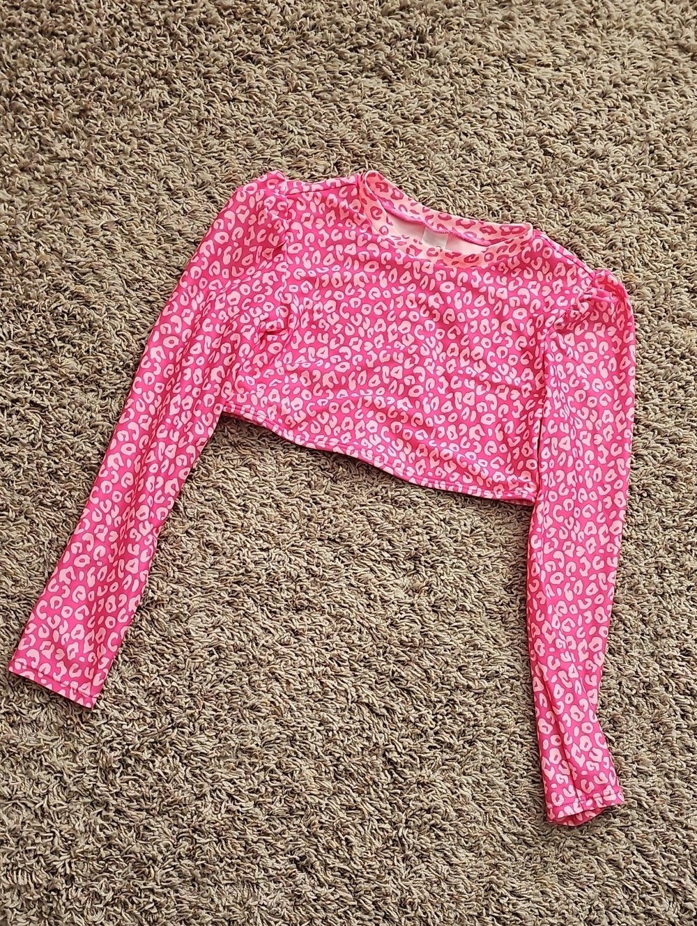 Girls' Pink Leopard Print Long Sleeve Rashguard